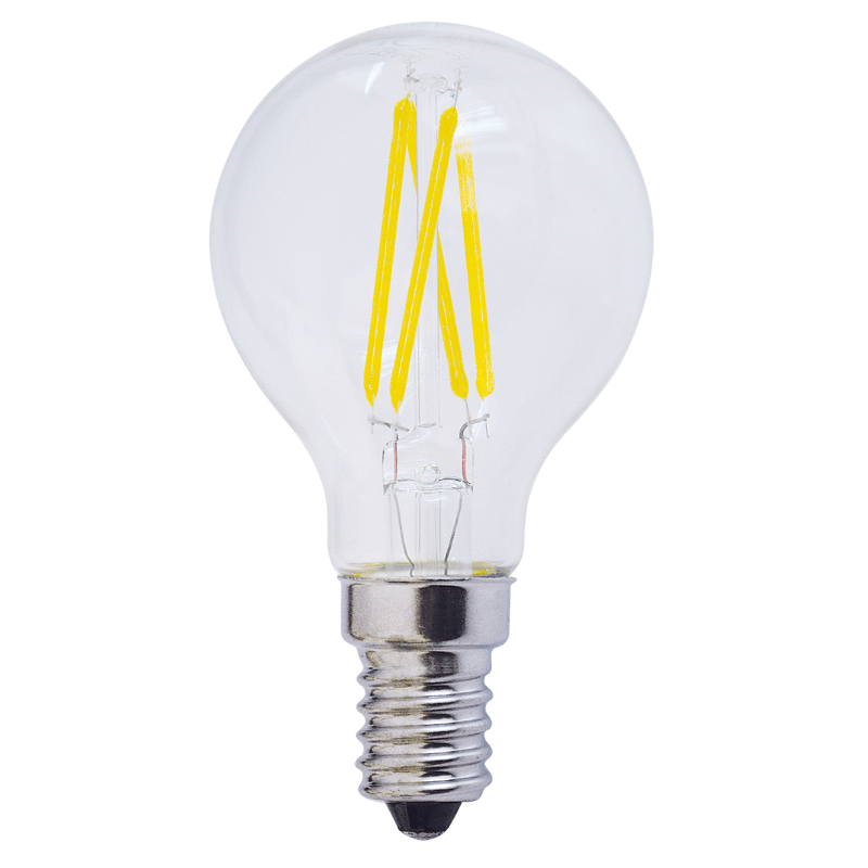 LED žárovka E14 G45 4W filament čirá neutrální bílá